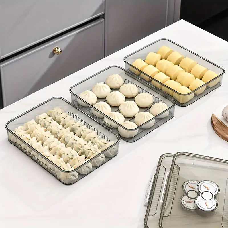 Transparent Dumpling Storage Box with Lid – Plastic Food Organizer Container (1pc)