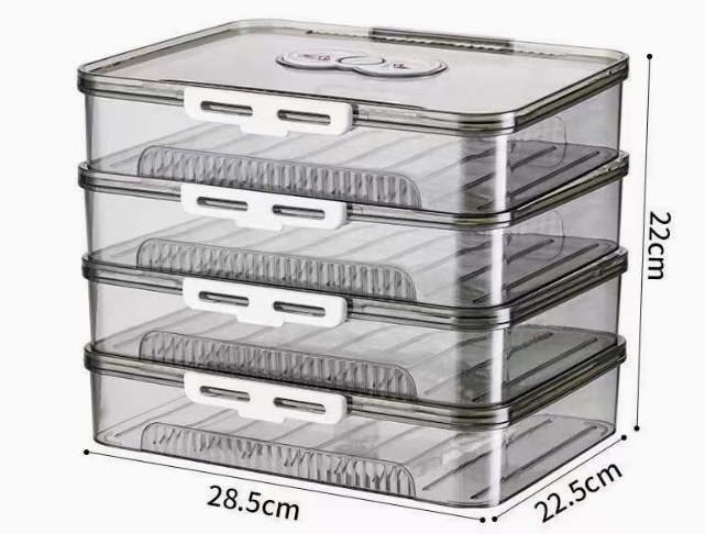 Transparent Dumpling Storage Box with Lid – Plastic Food Organizer Container (1pc)