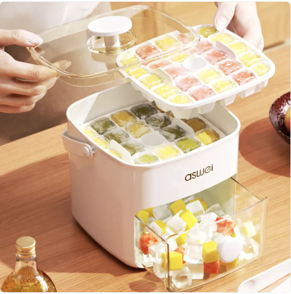 Large Ice Cube Mold Tray – 48 Grid Double Layer Ice Maker (1L Capacity)