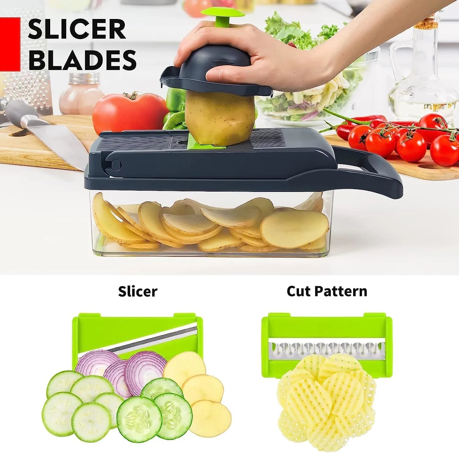 Premium 16 in 1 Multifunctional Vegetable Chopper & Slicer with Storage Container