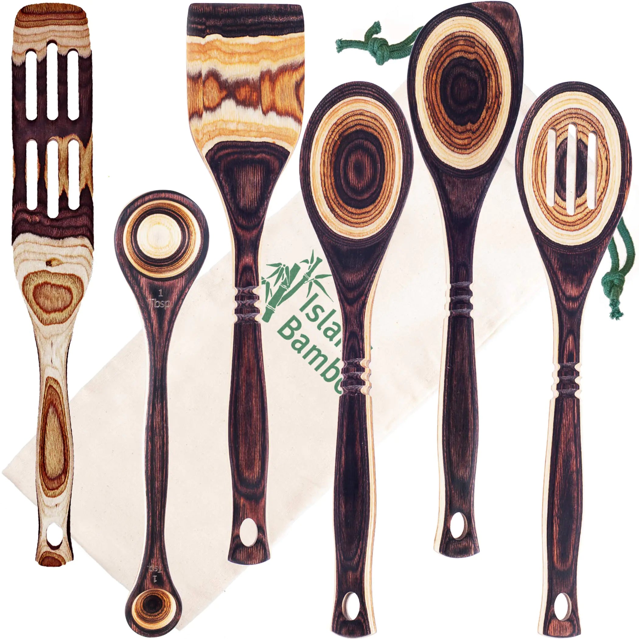 Island Bamboo 6-Piece Pakkawood Kitchen Utensil Set – Non-Stick Eco-Friendly Cooking Tools