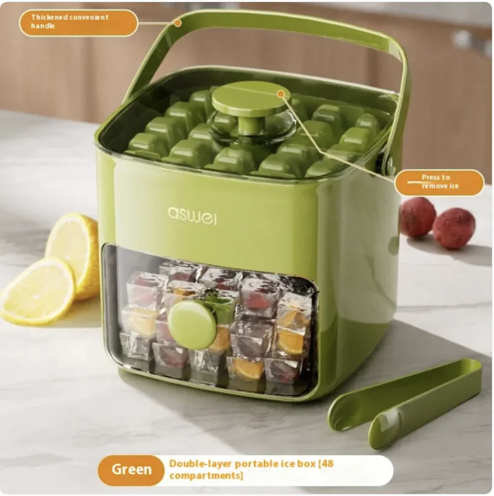 Large Ice Cube Mold Tray – 48 Grid Double Layer Ice Maker (1L Capacity)