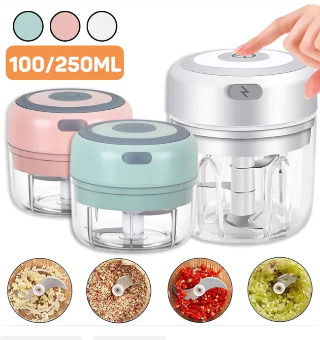 Electric Mini Garlic Chopper 100ML – Portable Wireless Food Grinder (30W)