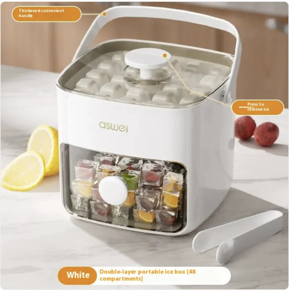Large Ice Cube Mold Tray – 48 Grid Double Layer Ice Maker (1L Capacity)