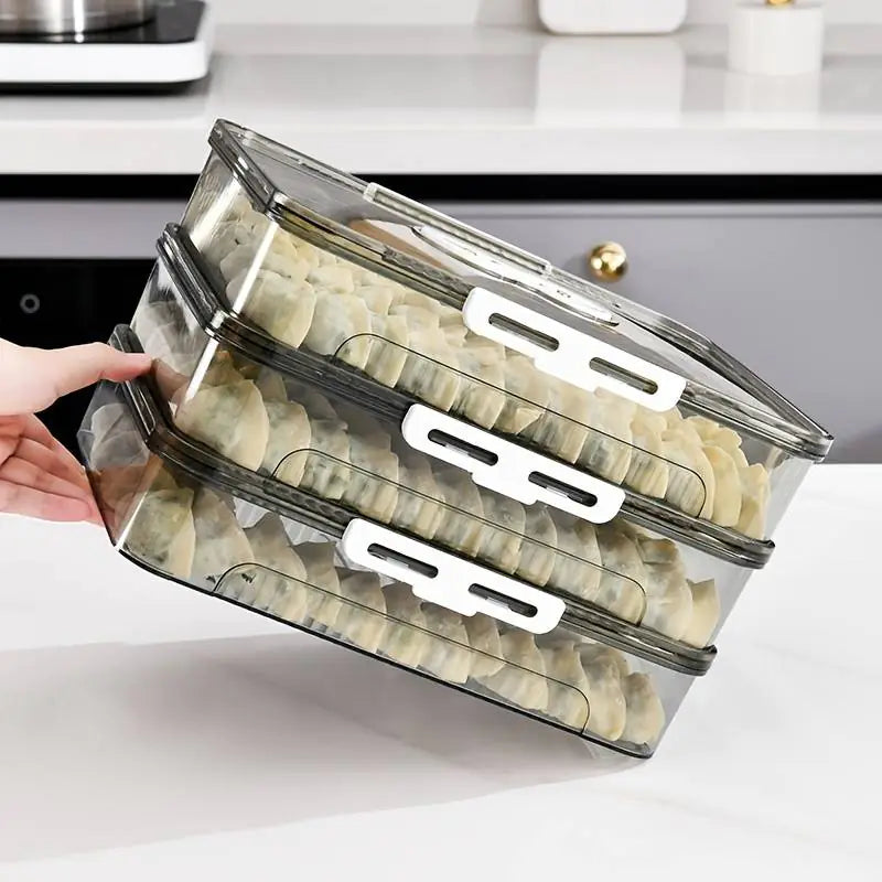 Transparent Dumpling Storage Box with Lid – Plastic Food Organizer Container (1pc)