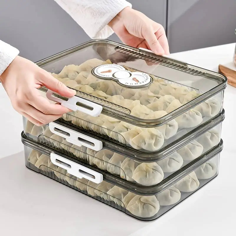 Transparent Dumpling Storage Box with Lid – Plastic Food Organizer Container (1pc)