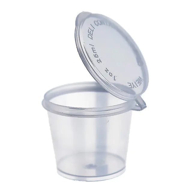 25ml Disposable Sauce Containers – 100pcs Plastic Condiment Cups with Lids