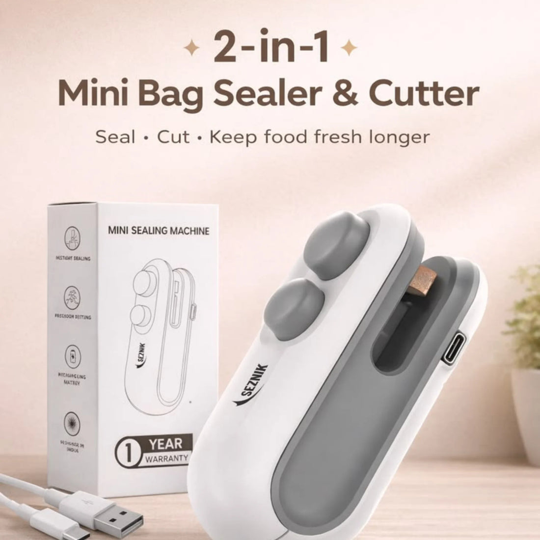 2-in-1 USB Mini Bag Sealer for Food and Snacks