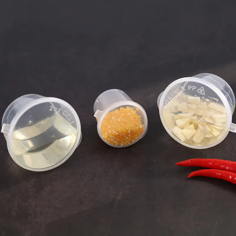 25ml Disposable Sauce Containers – 100pcs Plastic Condiment Cups with Lids
