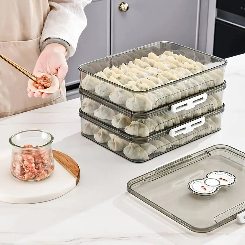 Transparent Dumpling Storage Box with Lid – Plastic Food Organizer Container (1pc)