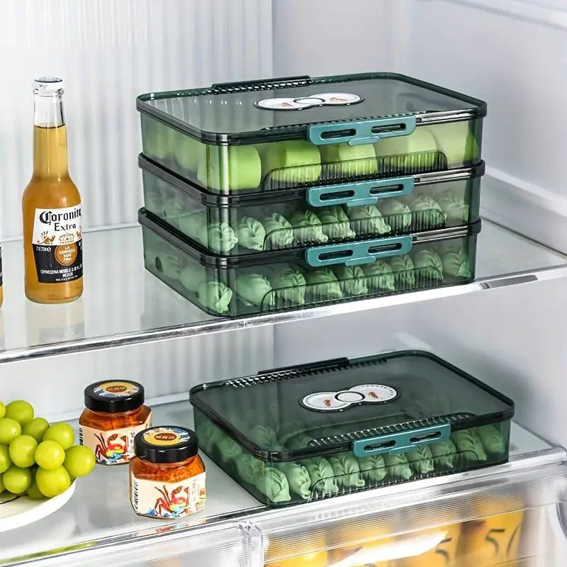 Transparent Dumpling Storage Box with Lid – Plastic Food Organizer Container (1pc)