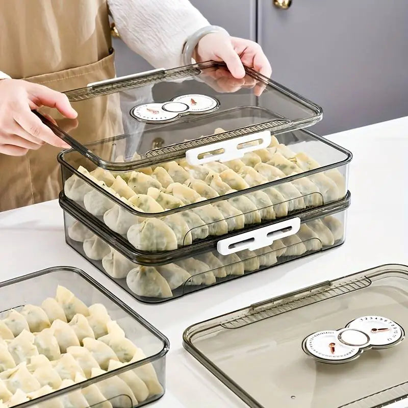 Transparent Dumpling Storage Box with Lid – Plastic Food Organizer Container (1pc)