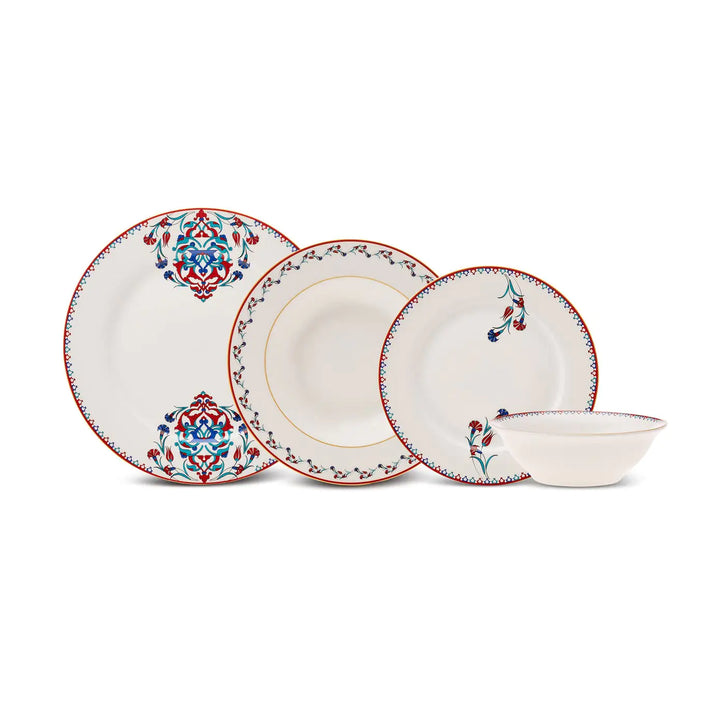24-Piece Porcelain Dinner Set for 6 People – Elegant Floral Dinnerware Collection